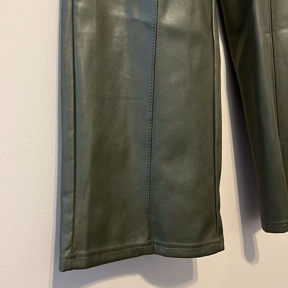 Anthropologie Avec Les Filles Green Faux Leather Trousers Size Small - Picture 6 of 11
